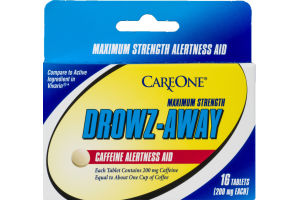 CareOne Drowz-Away Caffeine Alertness Aid Tablets Maximum Strength - 16 CT