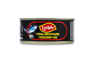 Тунець Lorado власному соку шматочками 170г з.б.ключ
