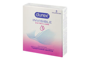 Презервативы латексные ультратонкие с силиконовой смазкой Invisible Extra lube Durex 3шт