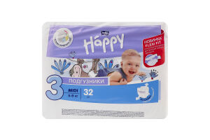 ПОДГУЗНИКИ БЕЛЛА BABY HAPPY MIDI 32ШТ 5-9КГ