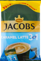 Напиток кофейный растворимый с сахаром и подсластителями 3в1 Карамель Латте Jacobs м/у 56х12.3г