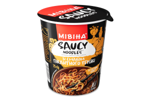 Вермишель быстрого приготовления в густом соусе острая со вкусом пикантного Терияки Saucy noodles Мівіна ст 75г