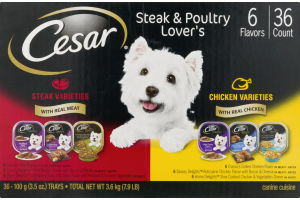 Cesar Steak & Poultry Lover's Dog Food Varieties - 36 CT