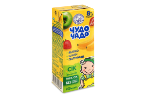 Сок для детей от 8мес восстановленный стерилизованный Яблоко-банан-клубника Чудо-Чадо т/п 200мл