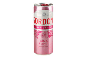Напиток слабоалкогольный 0.25л 6.4% газированный с джином и тоником Premium Pink Gin&Tonic Gordon's ж/б
