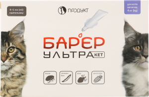 Краплі інсектоакарицидні д/котів Бар'єр Ультра 4*1мл Продукт