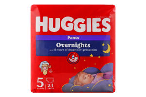 Подгузники-трусики детские 12-17кг 5 Overnights Pants Huggies 24шт