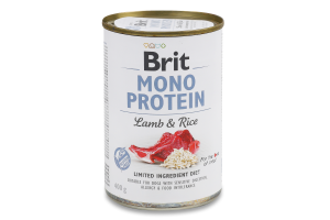 Корм повнораціонний для дорослих собак Lamb&Rice Mono Protein Brit з/б 400г