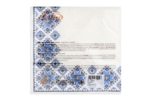 Серветки Вишивка синя 33*33см 2шари 16шт Ла Фльор