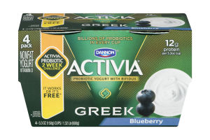 Dannon Activia Probiotic Lowfat Yogurt with Bifidus Blueberry - 4 PK