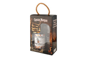 Набор Напиток алкогольный 1л 40% на основе карибского рома Black Spiced + 2 рюмки Captain Morgan 3шт