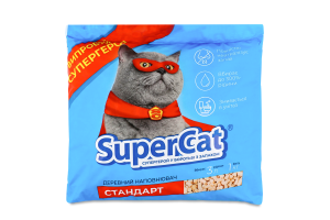 Наполнитель гигиенический древесный для кошачьего туалета Стандарт Super Cat 1кг