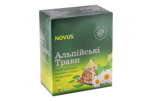 Смесь чая травяного с цветочным фруктовым и плодово-ягодным чаем Альпийские травы Novus к/у 15х2г