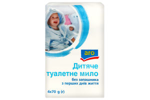 Мыло туалетное для детей без отдушки Aro 4х70г