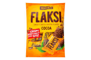Цукерки з вафельними пластівцями Какао Flaksi Roshen м/у 500г
