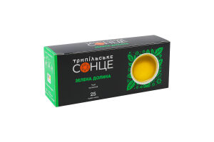 Чай зеленый байховый фасованный Зеленая долина Трипільське Сонце к/у 25х1.5г