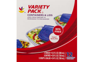 Ahold Variety Pack Containers & Lids - 12 CT