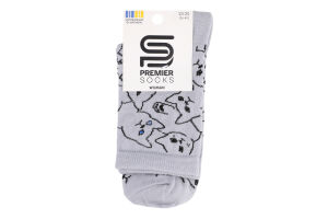 Шкарпетки жіночі Premier Socks класичні високі контурні Котики р.23-25 (36-40) сірі