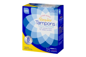 Smart Sense Regular Tampons Plastic Applicator Regular Absorbency Scented - 18 CT