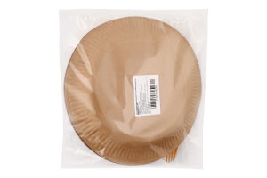 Набір паперового посуду Тарілка крафт 23см+Стакан 185мл крафт+Біо-виделка 6персон Hozer