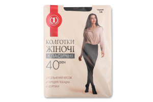 Колготи жіночі чорні 40ден р.3 ТМ "1"