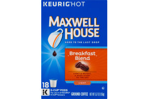 Maxwell House 100% Arabica Coffee Cafe Collection Breakfast Blend Mild Roast Single Serve Cups - 18 CT