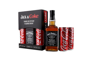 Набор Виски 0.7л 40% Old №7 Jack Daniel's + Напиток безалкогольный сильногазированный Coca-Cola 2х0.33л Jack&Coke к/у