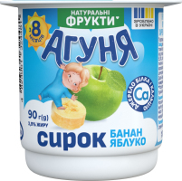 Сирок 3.9% для дітей від 8міс з наповнювачем фруктовим Банан-яблуко Агуня ст 90г