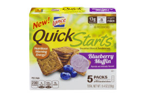 Lance Quick Starts Breakfast Biscuit Sandwiches Blueberry Muffin - 5 PK