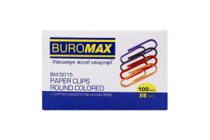 Скрепки заокруглені кольорові 28мм №BM.5015 Buromax 100шт