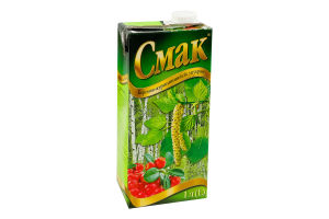 Сок стерилизованный с сахаром березово-клюквенный Смак т/п 1л