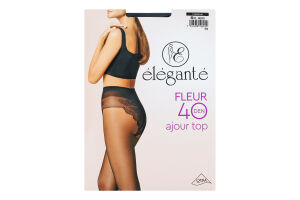 Колготки жіночі Elegante Fleur Ajour top 40den 4 nero