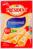 Сир 45% твердий скибками Ементаль President лоток 100г