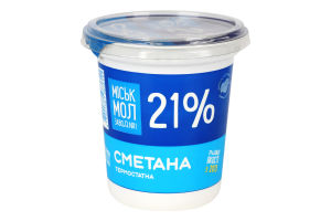 Сметана 21% термостатная Міськмолзавод №1 ст 300г