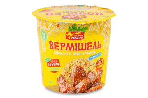Вермішель швидкого приготування з смаком курки негостра 80г стакан Голден Драгон