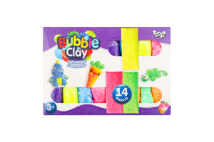 Набір д/творчості Bubble Clay кульковий пластилін 14брикетів Danko toys
