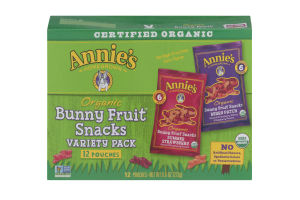 Annie's Homegrown Organic Bunny Fruit Snacks Variety Pack - 12 PK