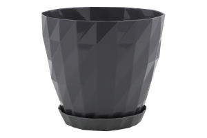 Вазон д/квітів Кристал 0,6л антрацит з підставкою Серінова