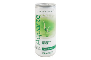 Напиток безалкогольный сильногазированный с экстрактом женьшеня и яблочным вкусом Фокус Aquarte ж/б 250мл