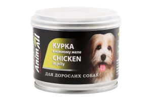 Корм д/дорослих собак Курка в ніжному желе 195г ж/б AnimAll