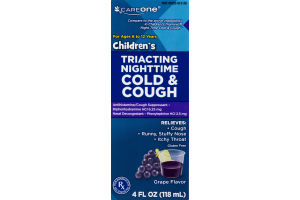 CareOne Children's Triacting Nighttime Cold & Cough Relief Grape