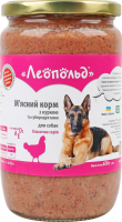 Корм консервований м'ясний для собак З куркою та субпродуктами Класична серія Леопольд с/б 670г