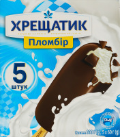 Морозиво 15% пломбір в кондитерській глазурі Хрещатик к/у 5х60г