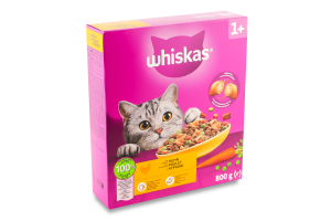 Корм сухой полнорационный для взрослых котов С курицей Whiskas к/у 800г