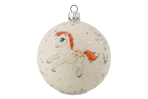 Куля новорічна Символ року біла 8см КМ