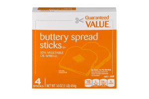 Guaranteed Value Buttery Spread Sticks 53% Vegetable Oil - 4 CT