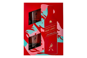 Набор Виски 0.7л 40% Red label + 2 стакана Johnnie Walker к/у 3шт
