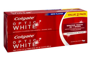 Colgate Anticavity Fluoride Toothpaste Optic White Sparkling White - 2 PK