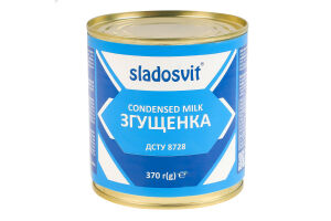 Продукт пищевой сгущенный 8% с молоком Sladosvit ж/б 370г