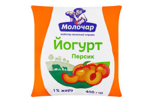 Йогурт 1% питний нежирний з фруктовим наповнювачем Персик Молочар м/у 400г